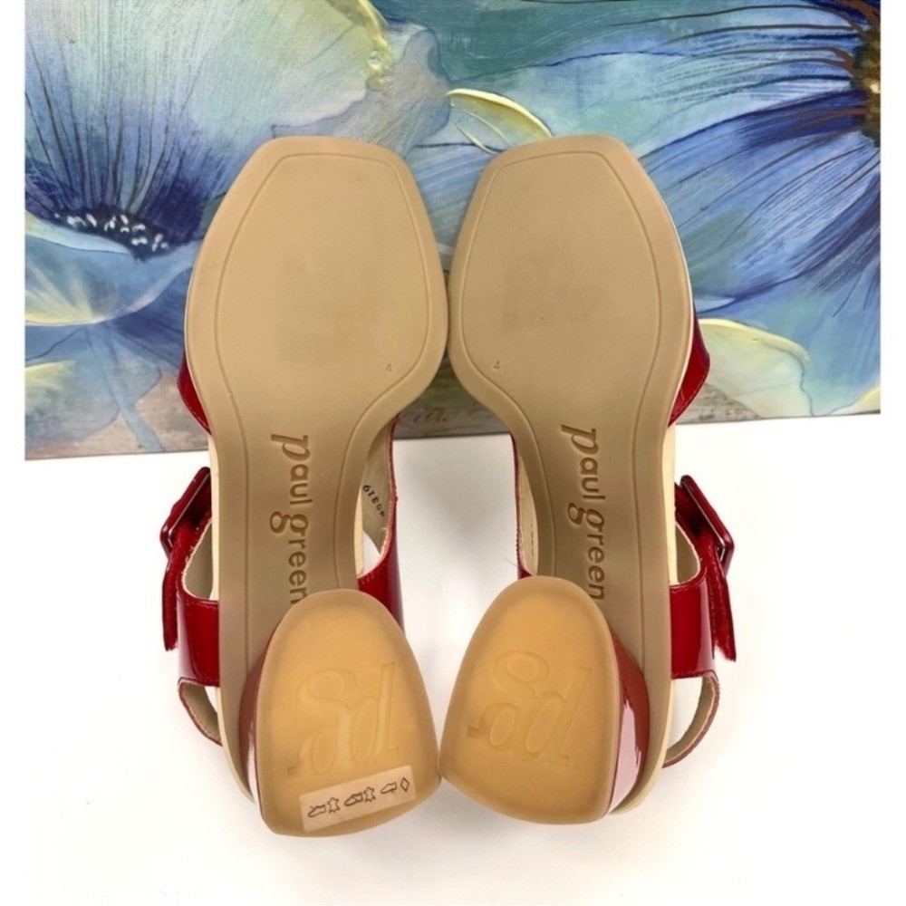 New Paul Green Patent Tanya Slingback Sandal in Red Patent Size 4 / US 6.5 - Picture 9 of 11